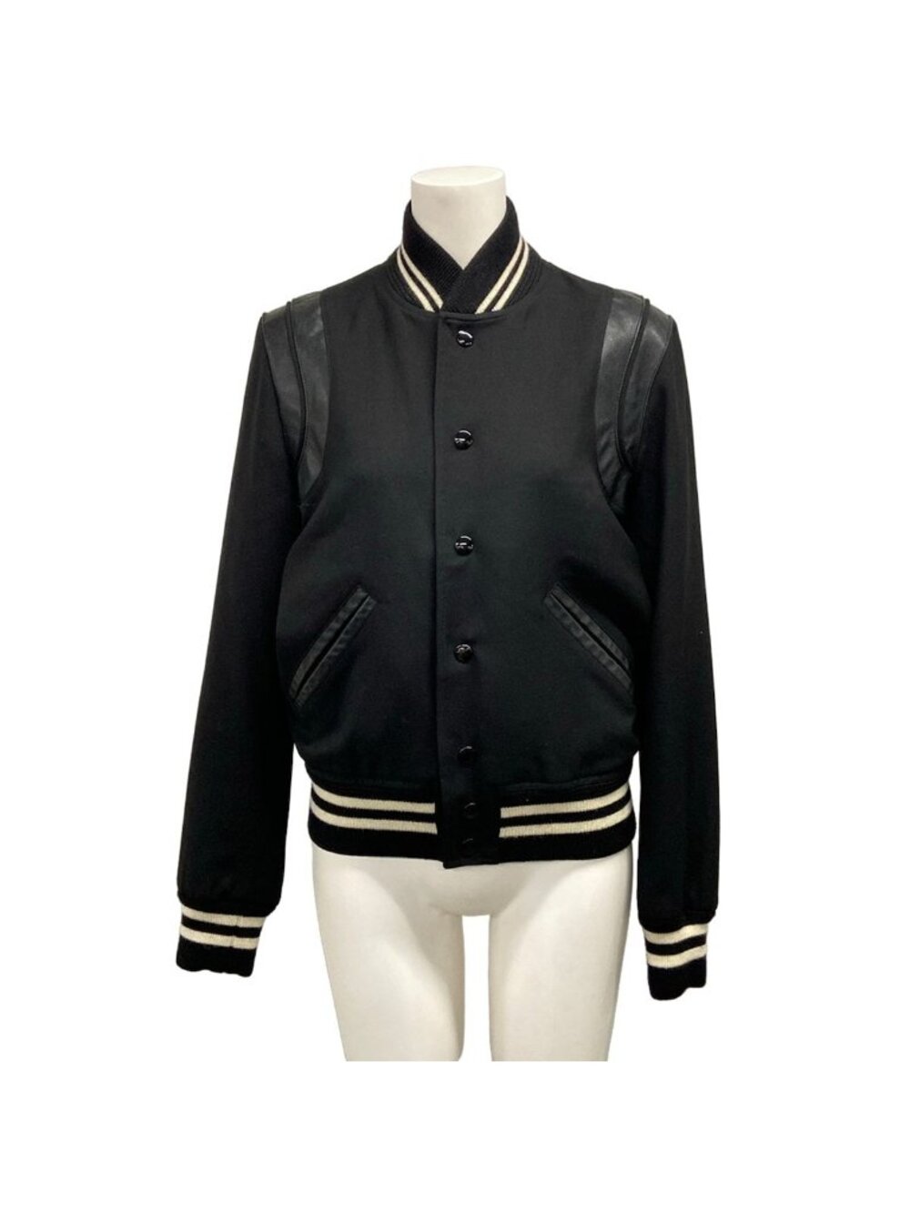 Saint Laurent Paris Jacket Black Ivory Teddy Wool 36